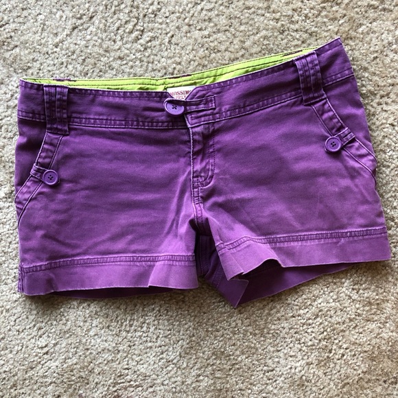 purple denim shorts womens